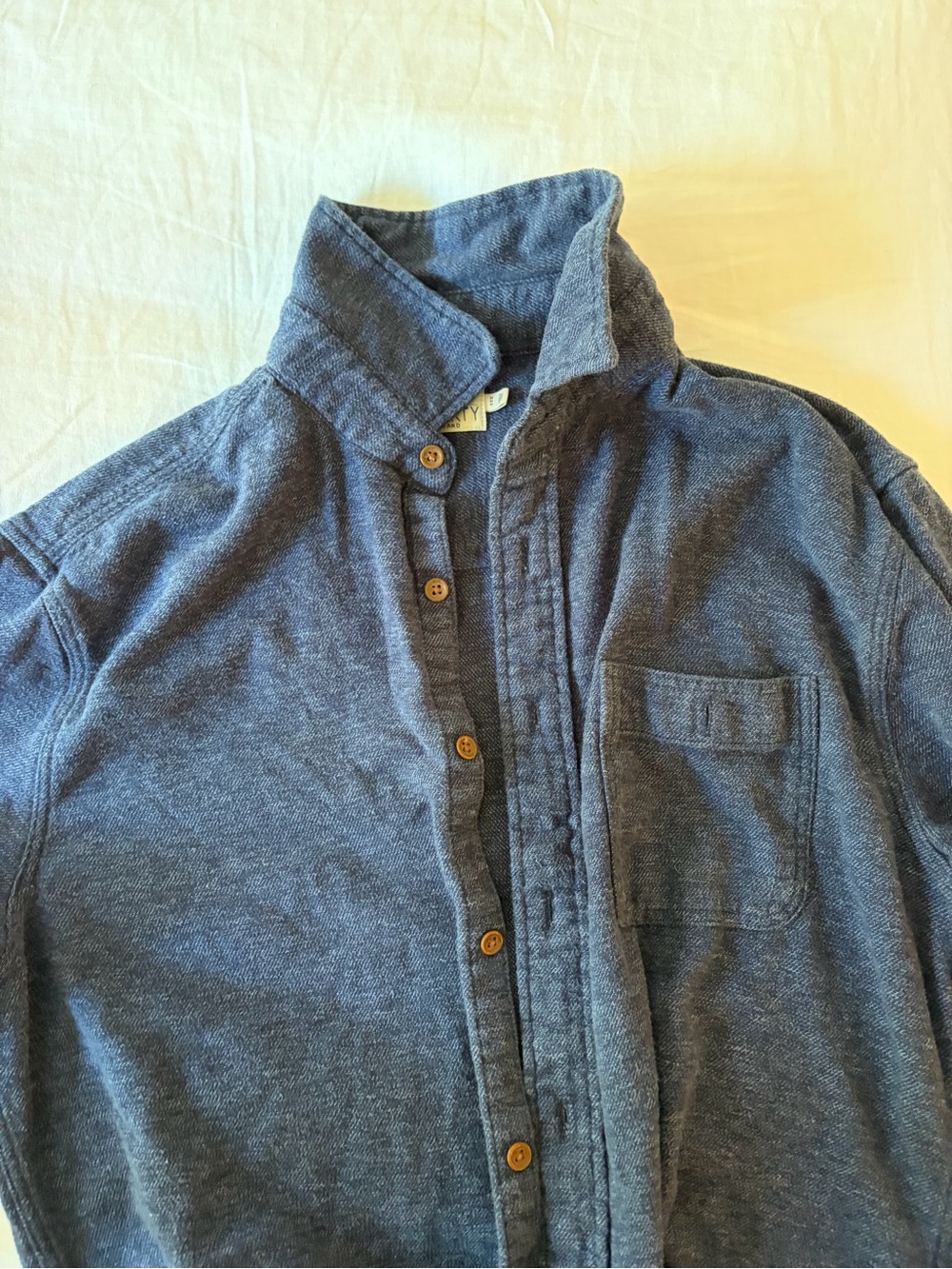Faherty Indigo Blue Casual Button-Down Shirt